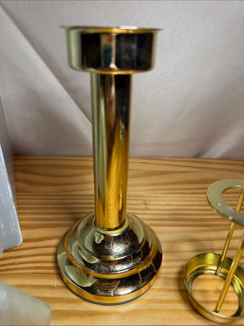 Vintage PartyLite Venetian Tealight Candle Lamp Brass Frosted Handkerchief P0342